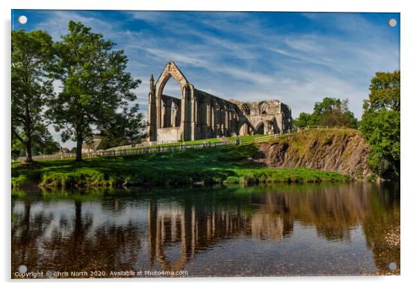 Bolton Abbey and the river Wharfe. Acrylic by Chris North