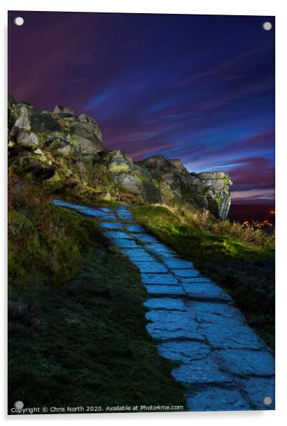 Footpath to the Cow and Calf, Ilkley Moor.. Acrylic by Chris North