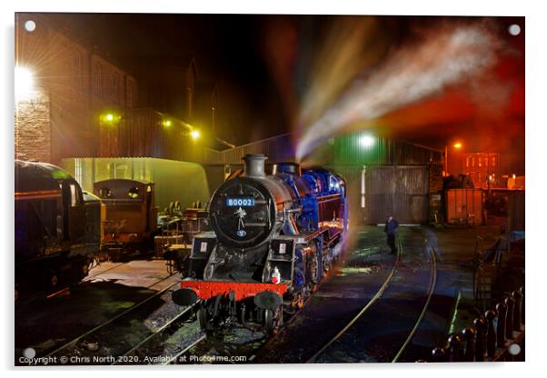 Steam train at Haworth Shunting Yard. Acrylic by Chris North