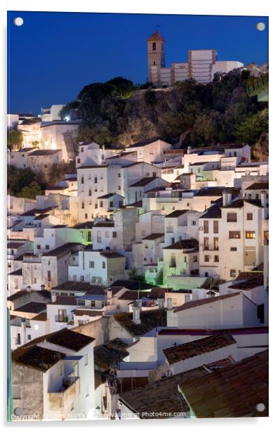 The white mountain village of Casares. Acrylic by Chris North