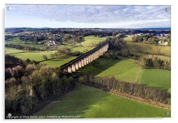 Crimple Valley Viaduct, Harrogate. Acrylic by Chris North
