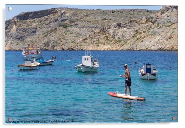 Heronissos Cove on the Island of Sifnos. Acrylic by Chris North