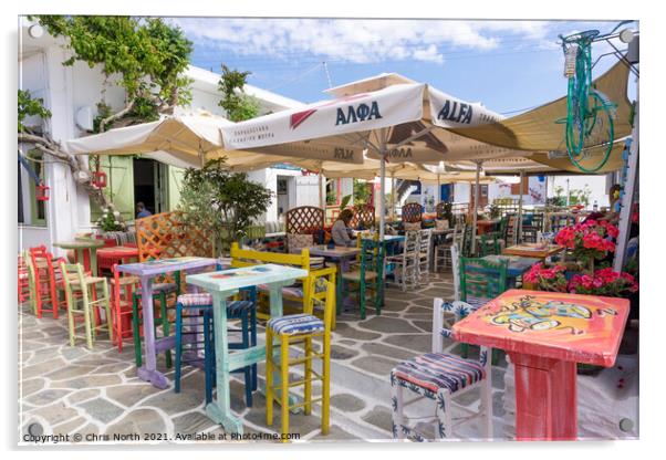  Dryopida tavern, Kythnos Greek Islands.  Acrylic by Chris North