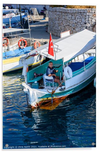 Water taxi Kalkan, Turkey. Acrylic by Chris North