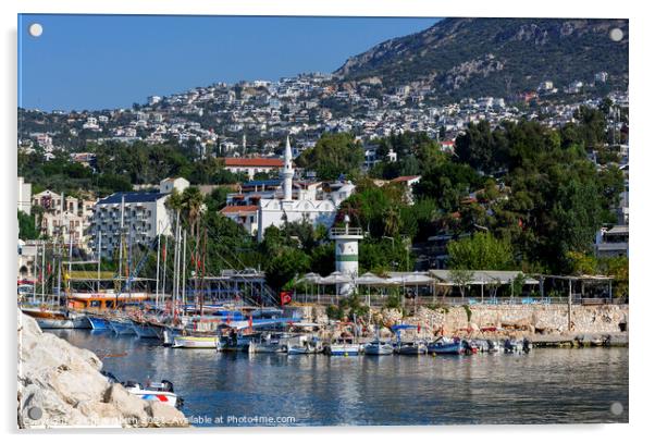 The harbour village at Kalkan, Turkey. Acrylic by Chris North