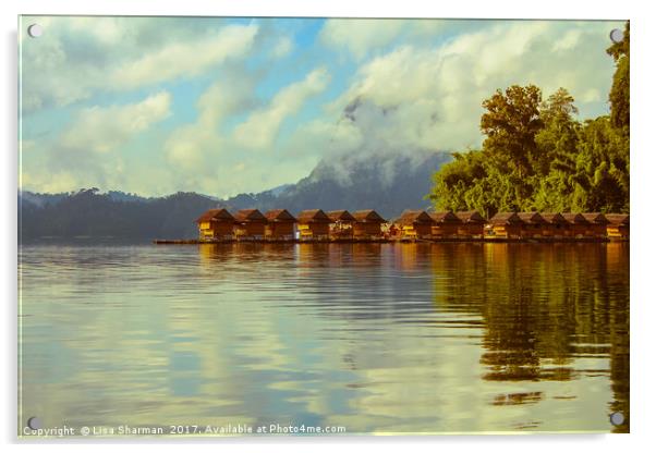 Floating village set on a lake in Khao Sok, Thaila Acrylic by  