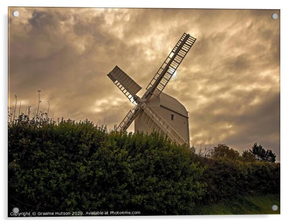 Windmill and stormy sky Acrylic by Graeme Hutson