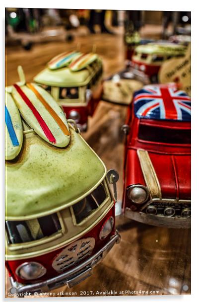 Little Coloured Cars Acrylic by Antony Atkinson