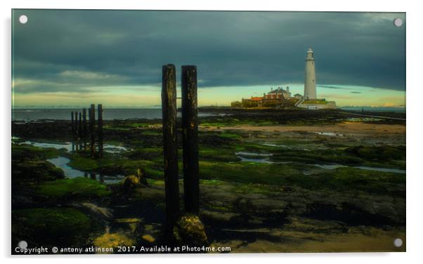 Tynemouth St Mary's Lighthouse  Acrylic by Antony Atkinson