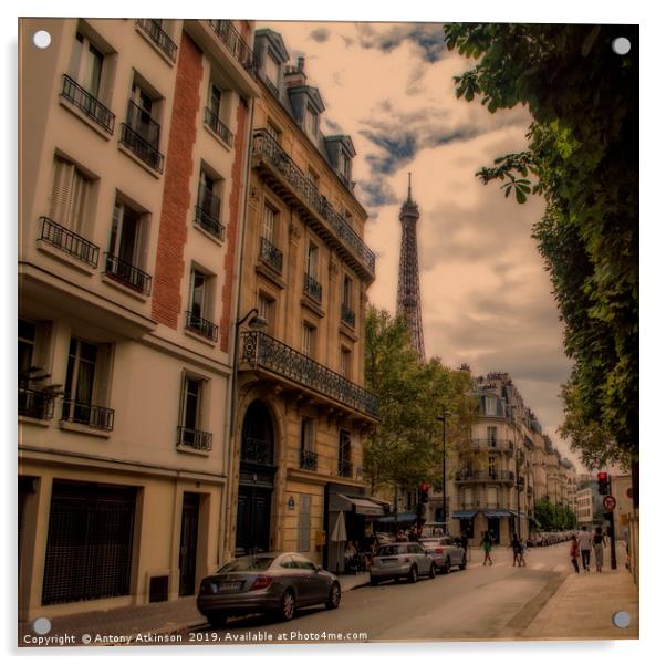 Streets of paris Acrylic by Antony Atkinson