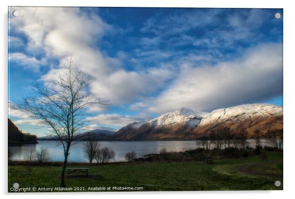 Mountain range overlooks Loch Linnhe Acrylic by Antony Atkinson