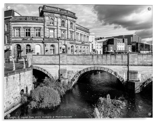 River Roch medieval bridge, Rochdale Acrylic by Steven Dale