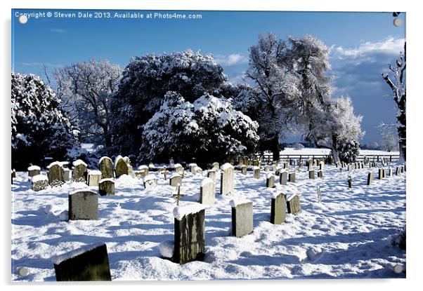 Winter's Touch on Hethersett Graveyard Acrylic by Steven Dale