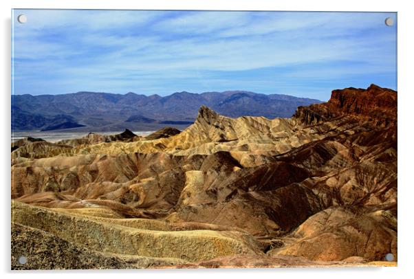 Zabriskie Point Looking Over To Death Valley  Acrylic by Janet Mann