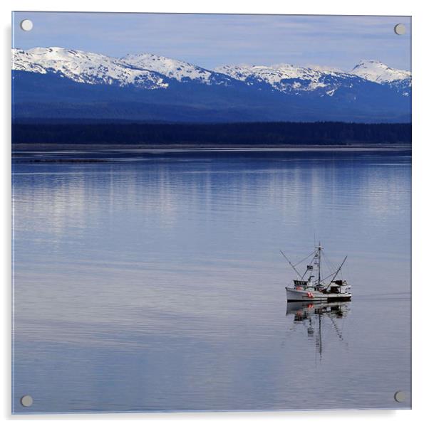 Fishing Boat in Alaska Acrylic by Janet Mann