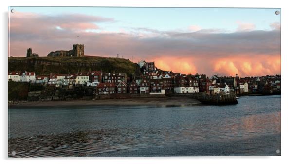Whitby at Sunset Acrylic by Janet Mann