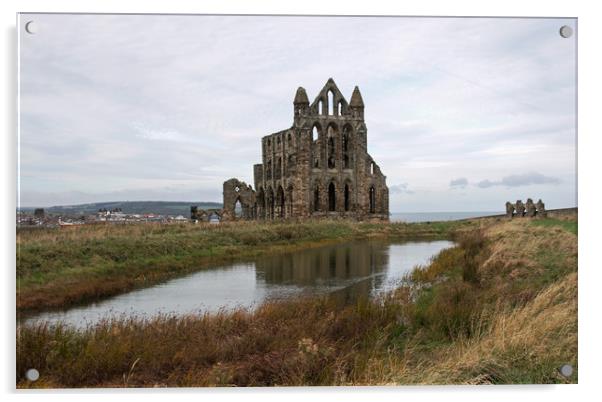 Whitby Abbey Acrylic by Janet Mann