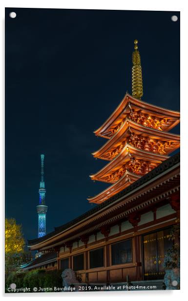 Senso-ji Pagoda & Skytree Acrylic by Justin Bowdidge