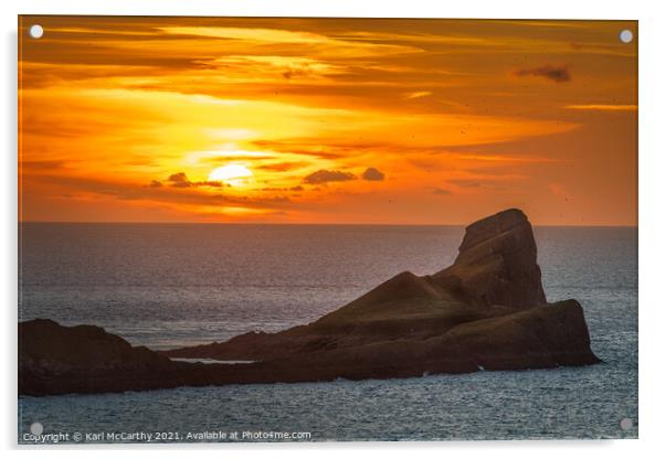 Worms Head Sunset Acrylic by Karl McCarthy