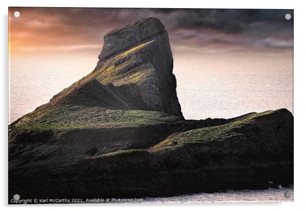 Worms Head - Rhossili Acrylic by Karl McCarthy