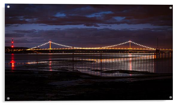 Illuminated Severn Crossing Acrylic by Karl McCarthy