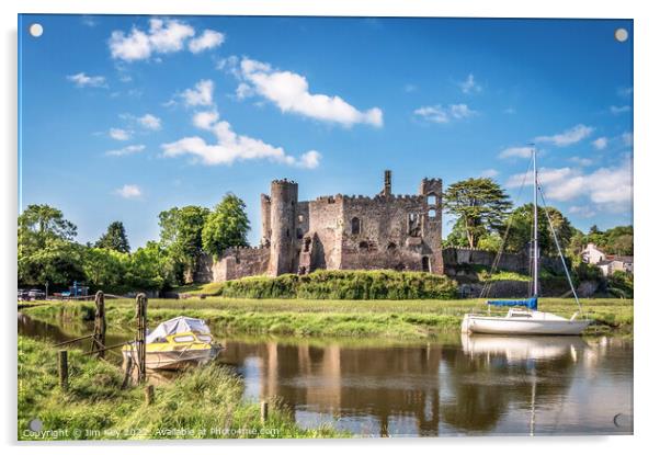 Laugharne Castle Wales Acrylic by Jim Key