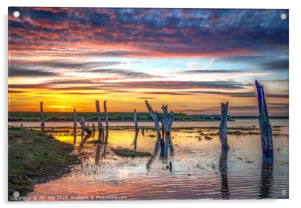 Thornham Staithe Sunset Norfolk  Acrylic by Jim Key