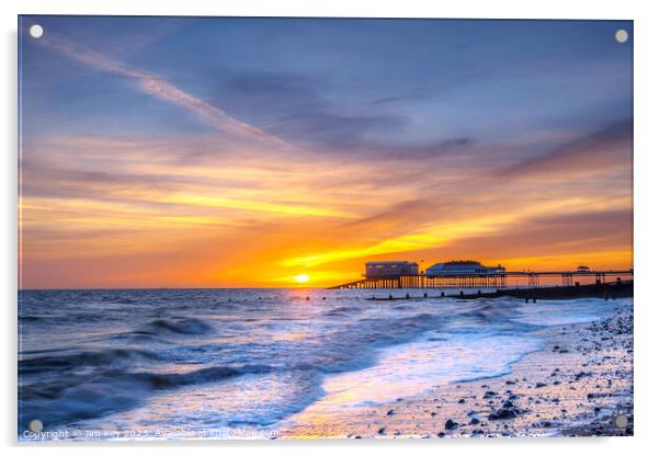 Radiant Sunrise at Cromer Pier Acrylic by Jim Key