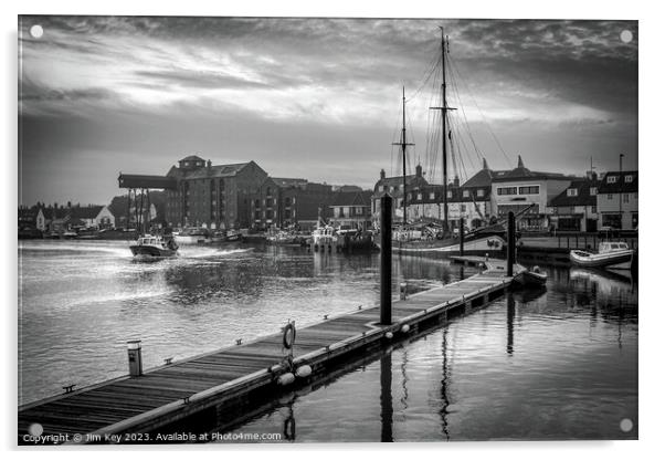 Wells next the Sea Norfolk Black and White  Acrylic by Jim Key