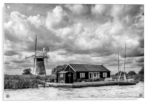 Norfolk Broads Black and White      Acrylic by Jim Key