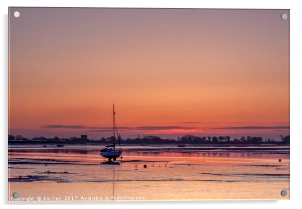 Heybridge Basin  Essex  Sunrise Acrylic by Jim Key