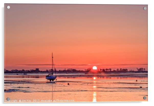 Heybridge Basin  Essex Sunrise Acrylic by Jim Key