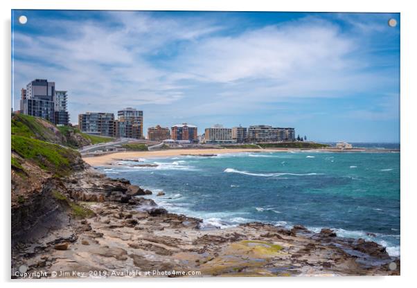 Newcastle Beach Australia Acrylic by Jim Key