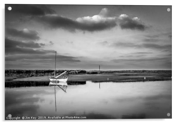 Boat at Burnham Overy  Black and White Acrylic by Jim Key