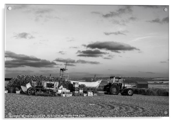 Cley Beach North Norfolk  -  Monochrome  Acrylic by Jim Key