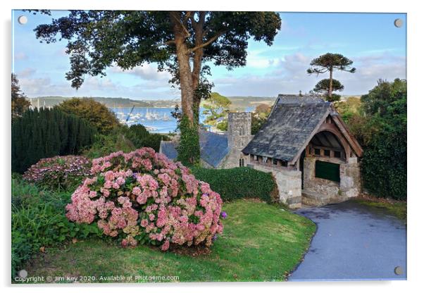 St Mylor Church Cornwall Acrylic by Jim Key