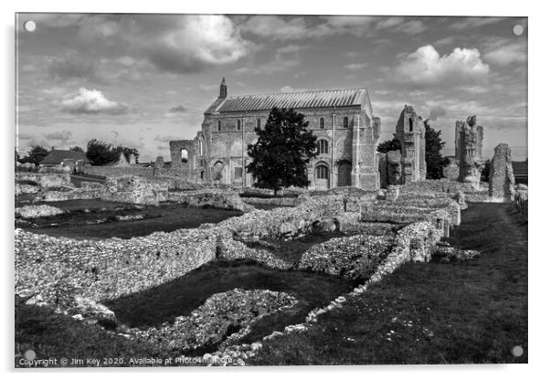 Binham Priory and Ruins  Norfolk Acrylic by Jim Key