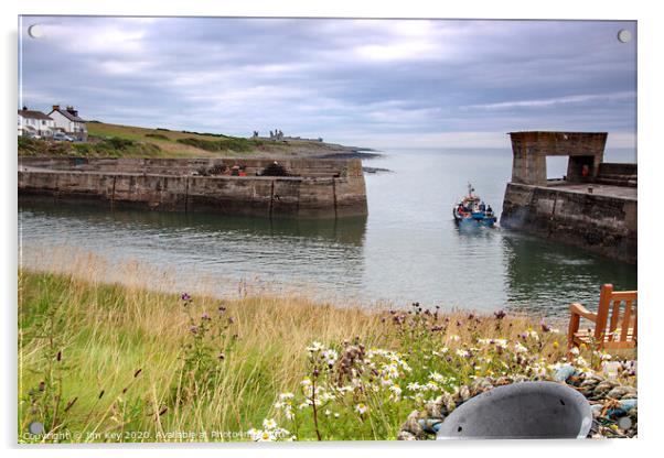 Craster Harbour Northumberland Acrylic by Jim Key