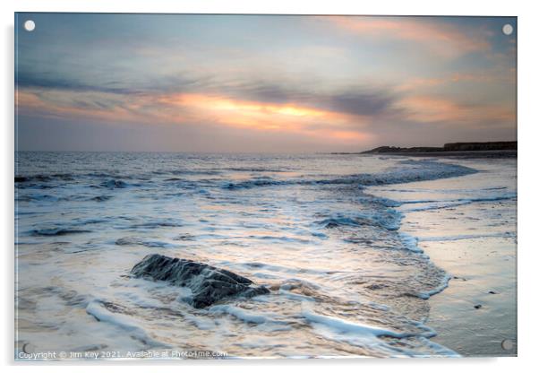  Happisburgh Beach Sunrise Norfolk Acrylic by Jim Key
