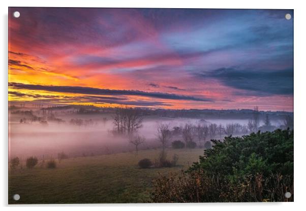 Misty Morning Sunrise Acrylic by Dave Williams