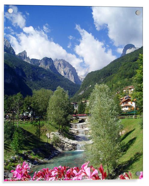Waterfalls of Molveno, Dolomites, Italy        Acrylic by Dave Williams