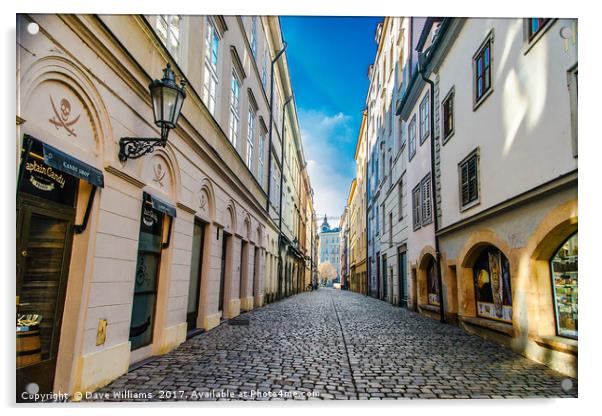 Cobbled Street in Prague Acrylic by Dave Williams
