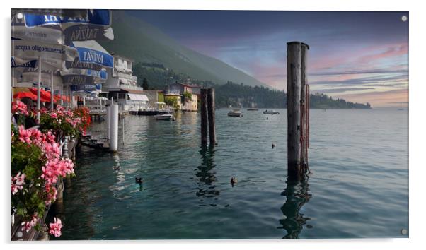 Dusk on Lake Garda Acrylic by Dave Williams