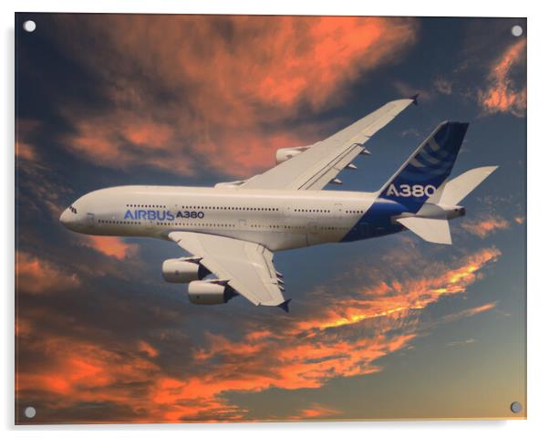 Airbus A380 in Flight Acrylic by Dave Williams
