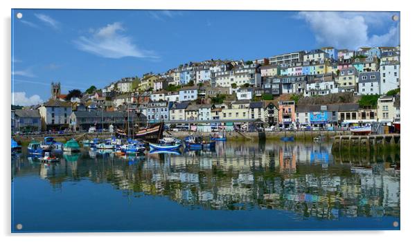 Brixham Harbour Reflections  Acrylic by Dave Williams