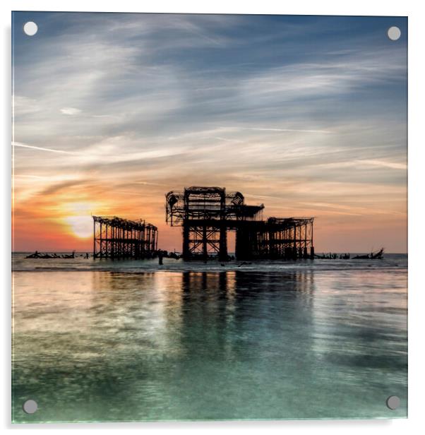 Sunrise after the West Pier Fire _ Brighton Acrylic by Dave Williams