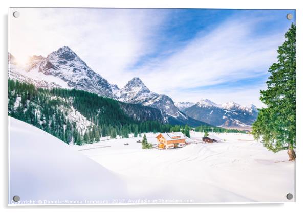 Alpine village in winter decor Acrylic by Daniela Simona Temneanu