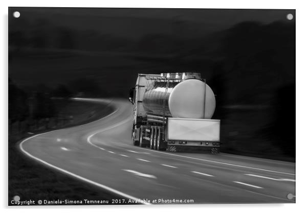 Tanker truck on the road Acrylic by Daniela Simona Temneanu