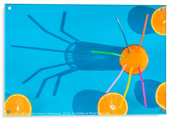 Orange juice and sliced oranges in sunlight Acrylic by Daniela Simona Temneanu