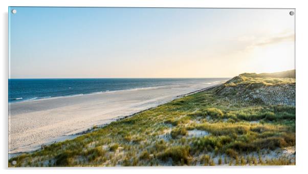 Beach landscape at sunrise on Sylt island. Empty beach at North sea Acrylic by Daniela Simona Temneanu